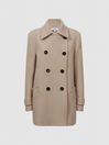 Reiss Stone Maisie Wool Blend Double Breasted Coat