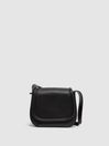 Reiss Black Cleo Leather Saddle Bag
