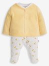 JoJo Maman Bébé Yellow Duck 2-Piece Baby Sleepsuit & Velour Jacket Set