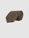 Reiss Dark Brown Melange Saturn Wool-Silk Blend Tie