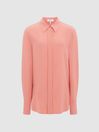 Reiss Pink Eden Petite Matte Silk Tunic Shirt