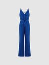 Reiss Bright Blue Ana Linen Jumpsuit