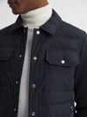Reiss Navy Roddie Long Sleeve Quilted Hybrid Jacket