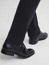 Reiss Black Rivington Leather Monk Strap Shoes