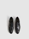 Reiss Black Rivington Leather Monk Strap Shoes