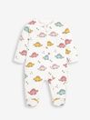 JoJo Maman Bébé Pink Dino Print Zip Cotton Baby Sleepsuit