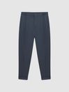 Reiss Airforce Blue Brighton Relaxed Pleated Tapered Trousers