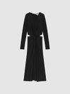 Reiss Black Faye Twist Cut-Out Midi Dress