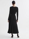 Reiss Black Faye Twist Cut-Out Midi Dress