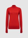 Reiss Red Sasha Merino Wool Split Sleeve Jumper