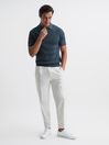 Reiss Airforce Blue Mosaic Half Zip Textured Polo Shirt