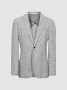 Reiss Grey Bibbington Single Breasted Slim Fit Brushed Puppytooth Blazer