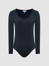 Reiss Teal Cassidy Long Sleeve Scoop Neck Body