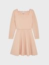Reiss Pale Pink Marnie Junior Square Neck Knitted Dress