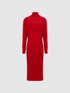 Reiss Red Fallon Wool Blend Roll Neck Dress