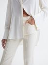 Reiss Cream Florence High Rise Flared Trousers