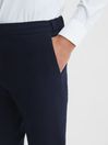 Reiss Navy Found Drawcord Waist Relaxed Trousers