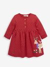 JoJo Maman Bébé Red Reindeer Appliqué Dress
