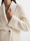 Reiss Cream Neave Reversible Long Shearling Coat