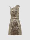 Reiss Gold Frances Metallic Mini Dress