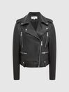 Reiss Black Santiago Leather Biker Jacket