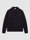 Reiss Navy Dale Button Through Slim Fit Wool Blazer