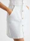 Reiss White Mayslie PAIGE Button Through Denim Mini Dress