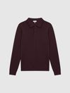 Reiss Bordeaux Trafford Merino Wool Polo Shirt
