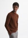 Reiss Rust Renoir Ribbed 100% Cashmere Jumper