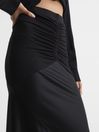 Reiss Black Nellie Satin Jersey Blend Maxi Skirt