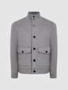 Reiss Soft Grey Vienna Wool Button-Through Jacket