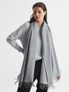Reiss Soft Grey Picton Cashmere Blend Scarf