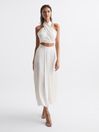 Reiss White Ruby Cropped Halter Occasion Top