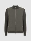 Reiss Forest Green Amos Hybrid Zip-Through Quilted Jacket