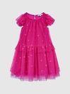 Reiss Bright Pink Fifi Junior Tulle Embroidered Dress