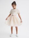 Reiss Pale Pink Charlotta Junior Sequin Midi Skirt