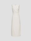 Reiss Ivory Imogen Sleeveless Ruched Midi Dress