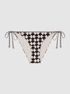 Reiss White/Black Thia Printed Side Tie Bikini Bottoms