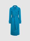 Reiss Blue Agnes Belted Blindseam Wool Longline Coat
