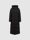 Reiss Black Tilde Longline Hooded Puffer Coat