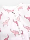 JoJo Maman Bébé Pink Elephant Print Zip Cotton Baby Sleepsuit