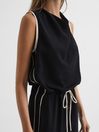 Reiss Black/White Tayla Petite Side Stripe Jumpsuit