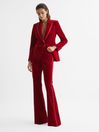 Reiss Red Bree Single Breasted Tailored Velvet Blazer