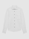 Reiss White Moritz Textured Button-Through Overshirt