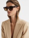 Reiss Brown Seven Chimi Large Frame Acetate Sunglasses