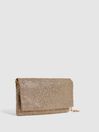 Reiss Gold Charlotte Chainmail Clutch Bag