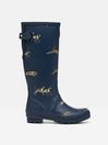 Joules Navy Blue Dog Print Adjustable Tall Wellies