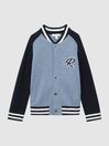 Reiss Blue Melange Belsize Junior Varsity Bomber Jacket