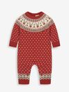 JoJo Maman Bébé Red Reindeer Fair Isle Knitted Baby All-In-One