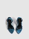Reiss Teal Camilla Strappy Sandal Heels